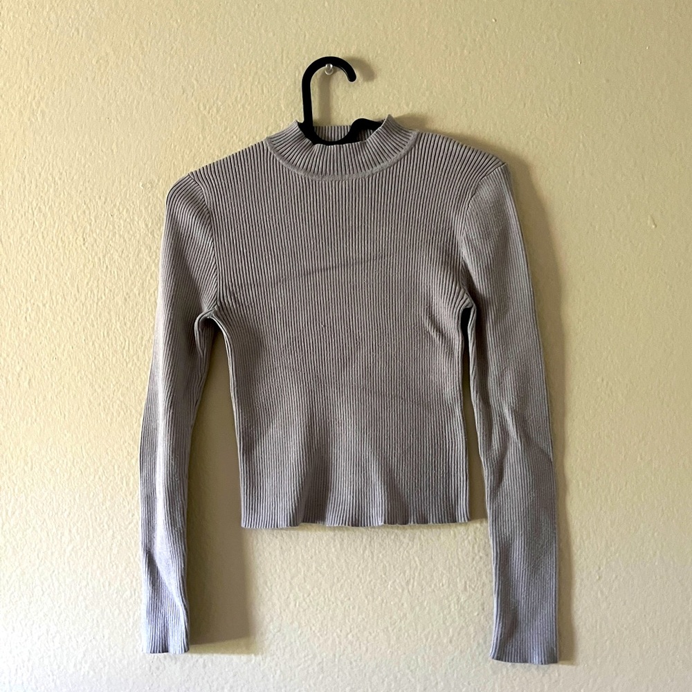 Slim Long Sleeve Gray Turtleneck